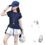 Áo thun ngắn tay ruy băng không đều cho bé gái 2026 Áo ngắn Slim-Fit dành cho trẻ em