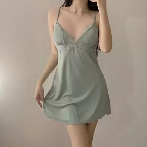 Shop Bộ Đồ Ngủ Nữ Modal Sling Váy Ngủ Hai Mảnh Phiên Bản Hàn Quốc Đơn Giản Homewear Dài Tay Cổ Chữ V Gợi Cảm Váy Ngủ
