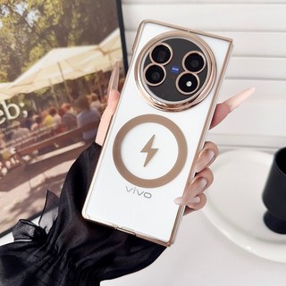 Ốp lưng trong suốt mạ điện từ tính cho Vivo X Fold 5 Fold3 Pro 3 6D Vỏ chống sốc khắc Laser