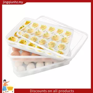 Hộp đựng trứng trong suốt bằng nhựa có thể xếp chồng lên nhau 3 chiếc, Hộp đựng trứng quỷ có nắp cho tủ lạnh, Hộp đựng khay cho nhà bếp