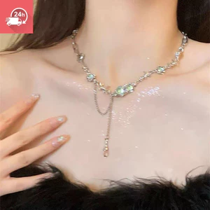 Dây chuyền vòng cổ nữ thời trang với zircon và đá nhân tạo hình tua rua, thiết kế sang trọng