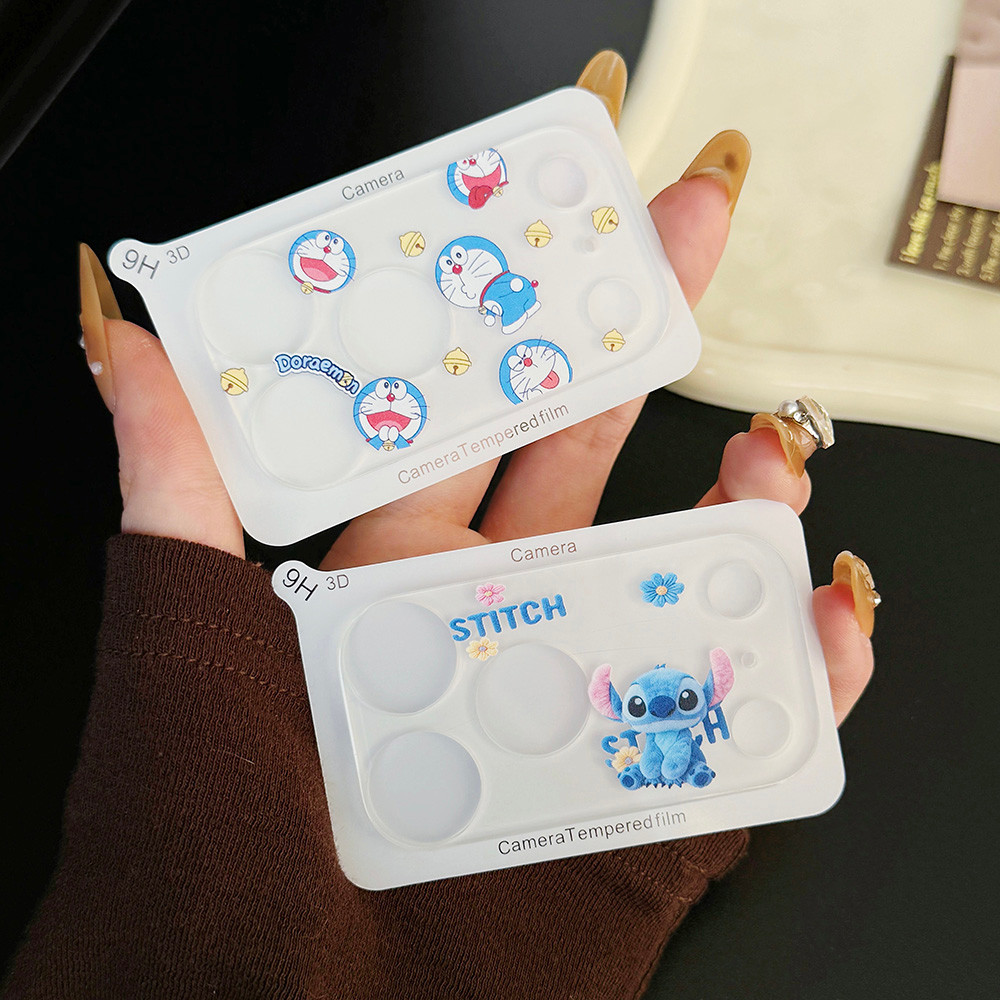 Phim Hoạt Hình Mèo Chó Ống Kính Máy Ảnh Bảo Vệ Cho iPhone 17 Pro Max 16 15 14 Pro Max Camera Kính Cường Lực Trong Suốt