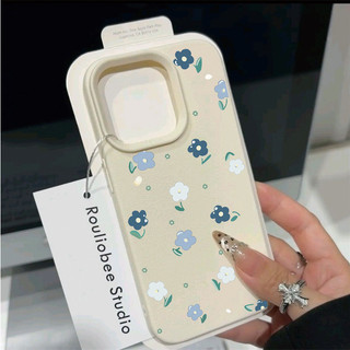 Vỏ Cho Samsung Galaxy S25 FE S26 S24 Ultra S23 S21 S20 FE S22 Ultra Plus Vỏ Điện Thoại Da Họa Tiết Sang Trọng Màu Xanh Nhỏ Họa Tiết Hoa Silicon Mờ Màu Kẹo Mềm Mại