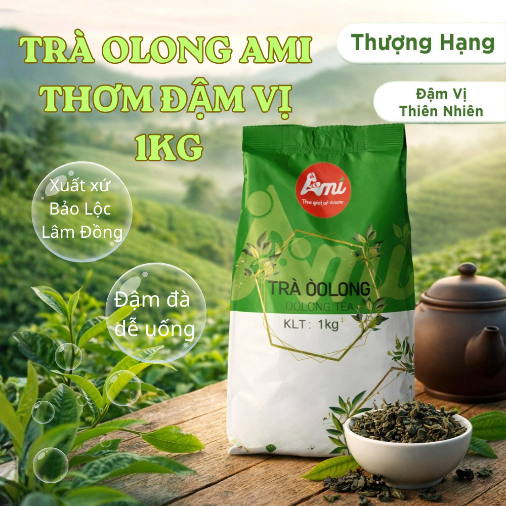 Trà OLong AMI Thơm Đậm Vị 1Kg (Có Gói Chia Lẻ) - Lý Tưởng Cho Pha Trà Sữa, Trà Trái Cây