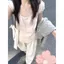 Thiết kế vải lanh Cotton phong cách mới Slim-fit Hot Girl Sweet Bubble Top Áo ngắn tay ngắn Áo thun giảm tuổi mùa hè-