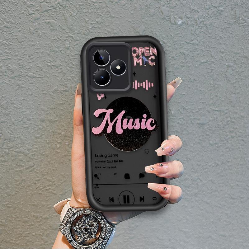 Ốp Lưng Cho Realme C53 C51 Note 50 C63 C61 Hoạt Hình Silicon Phụ Kiện Vỏ Điện Thoại Mềm TPU Như Cô Gái Âm Nhạc Mắt Thiên Thần Chống Sốc Ốp Lưng