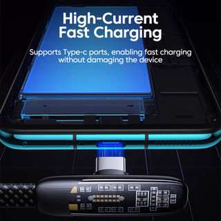 Cáp Elough 60W Type C sang Type C PD Dây dữ liệu khuỷu tay 90 độ cho cáp chơi game sạc nhanh Samsung Huawei