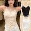 Áo Corset định hình eo có thể điều chỉnh với áo ngực tích hợp, đồ lót ren kiểu Pháp Không cần đồ lót, thoáng khí thân thiện với da cho nữ, 1 / 2 / 3 chiếc