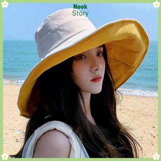 [Giao hàng từ Việt Nam] Mũ xô NOOKSTORY, Mũ đi biển hai mặt vành lớn, Mũ chống nắng di động mùa xuân hè dành cho nam giới