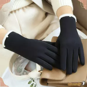 Găng tay Cheesely - Nhung mỏng dày chống lạnh, phù hợp lái xe đạp dành cho nữ
