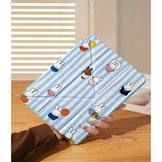 Miffy stripe Ốp bảo vệ gập chữ Y cho iPad cho Air 4/5/6/7/8 M3 M5 iPad Gen 11 A16, Pro 11 M4  Chống sốc