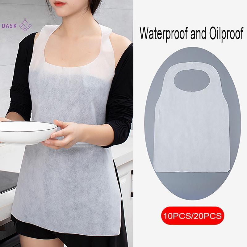 [DASK] 10 Chiếc Tạp Dề Chống Thấm Nước Dùng Một Lần Chống Dầu Không Dệt Làm Sạch Nấu Ăn Người Lớn