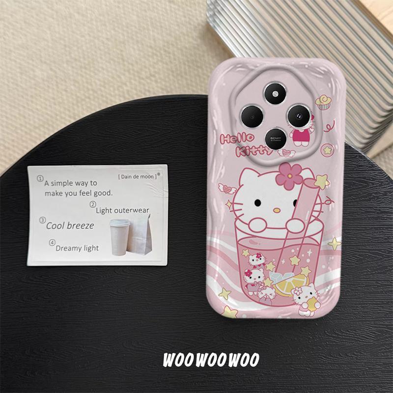 Vỏ Cho Redmi 14C POCO C75 Phim Hoạt Hình Kem Cặp Đôi Mèo Mềm TPU 3D Sóng Silicon Vỏ Điện Thoại