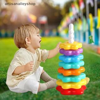 [ARTYY] 1 Bộ Montessori Tháp Cầu Vồng Xoay Bé Staing Đồ Chơi Trẻ Em Phát Triển Kỹ Năng Vận Động Trò Chơi Quay Staing Đồ Chơi Quà Tặng Giáo Dục BÁN HOT