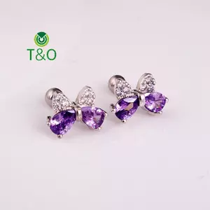 Bông Tai Zircon Tím Cho Nữ - Phụ Kiện Thời Trang Hàng Ngày