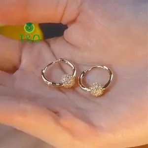 Bông tai bóng tròn khoan đầy đủ, sang trọng và đa năng với phong cách mới, kẹp niche độc đáo - Trang sức cao cấp thời trang