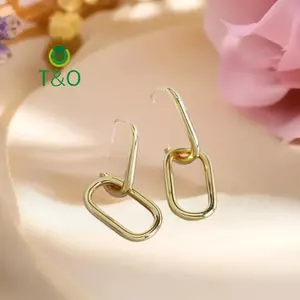 Bông tai hình bầu dục cá nhân từ kim loại mát mẻ, thiết kế phong cách đa năng