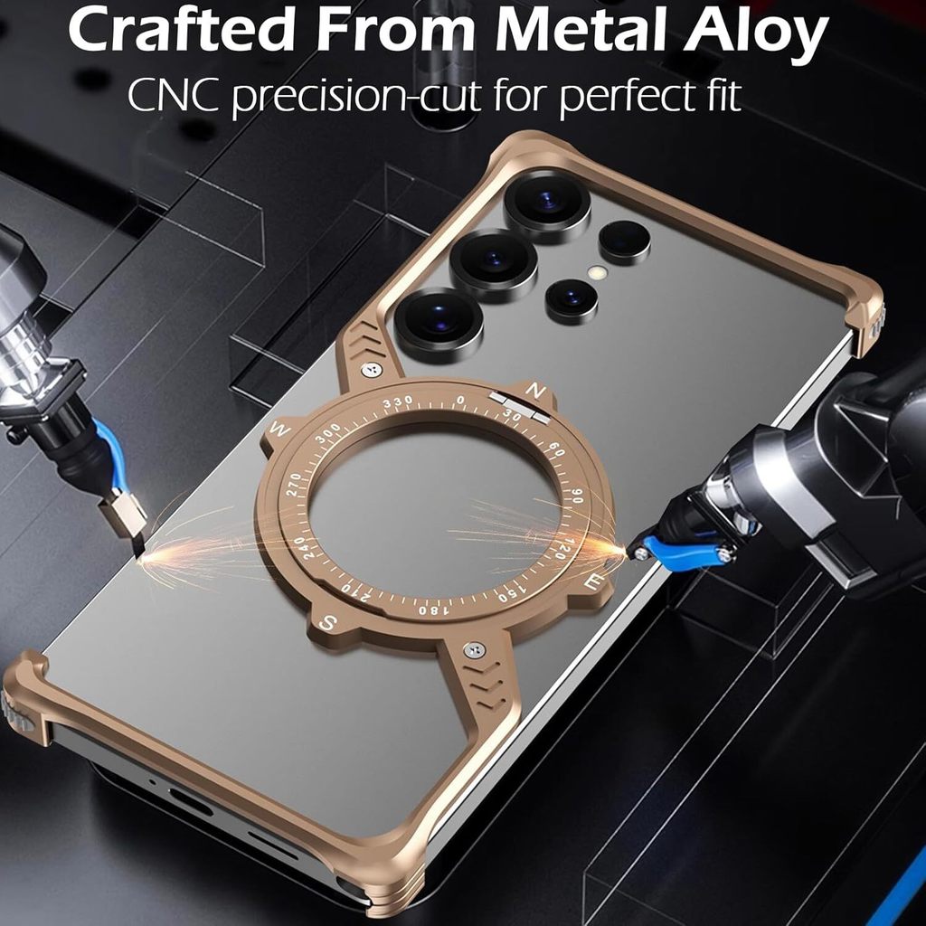 Ốp Điện Thoại Không Khung Kim Loại Từ Tính Cho Samsung Galaxy S26 S25 S24 S23 S22 Siêu Nhẫn Giá Đỡ Đứng Bìa Cứng