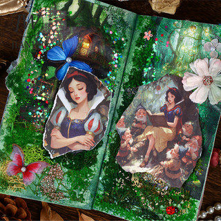 JIANWU Truyện Cổ Tích Series Nhân Vật Vintage Hoa Phong Cảnh Cắt Kéo Sổ Lưu Niệm Chất Liệu Giấy Sáng Tạo Rác Tạp Chí Văn Phòng Phẩm