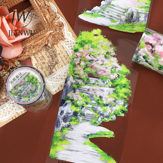 JIANWU 80mm * 5m Vintage Mùa Xuân Hoa Cây Vật Liệu Phong Cảnh Cắt Băng Thêu Sò PET Sáng Tạo DIY Tạp Chí Văn Phòng Phẩm