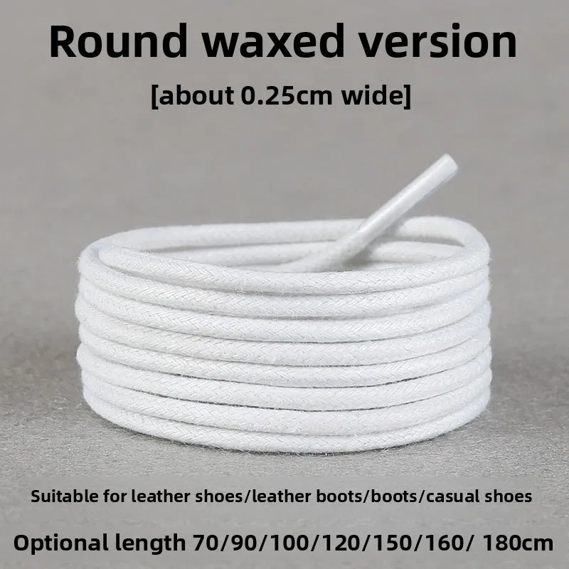 Dây giày trắng tròn cotton nguyên chất đa năng cho giày thể thao, bóng rổ, đế bằng nam nữ