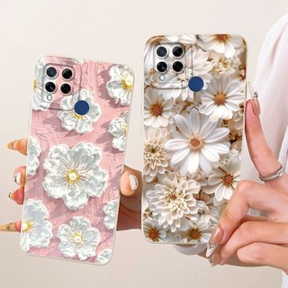Ốp Lưng Cho Realme C15 Bao Da Thời Trang Sơn Hoa Cúc Vỏ Điện Thoại Silicon Mềm Chống Sốc Funda Cho RealmeC15 C 15 RMX2180 Ốp Lưng