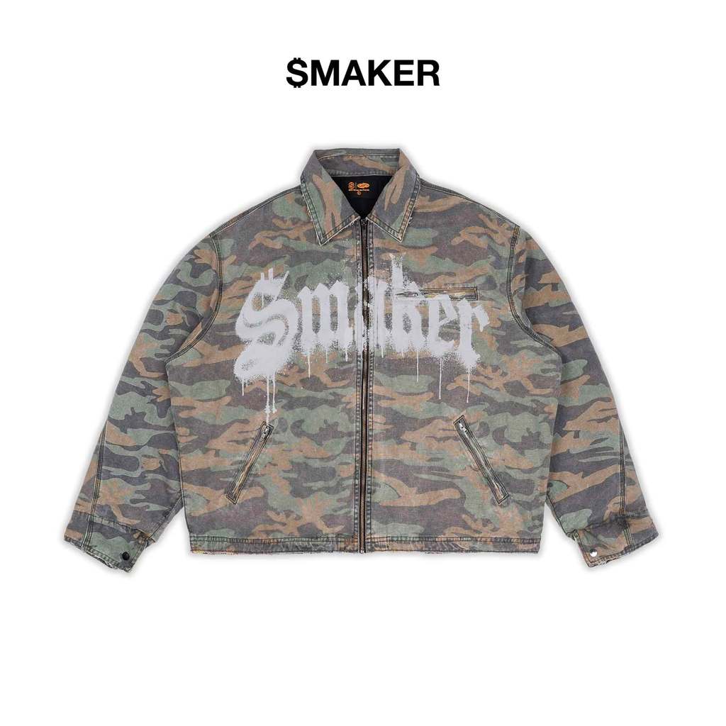 [SMAKER] Áo khoác hoạ tiết lính form boxy - WORKWEAR WASHED JACKET IN ...
