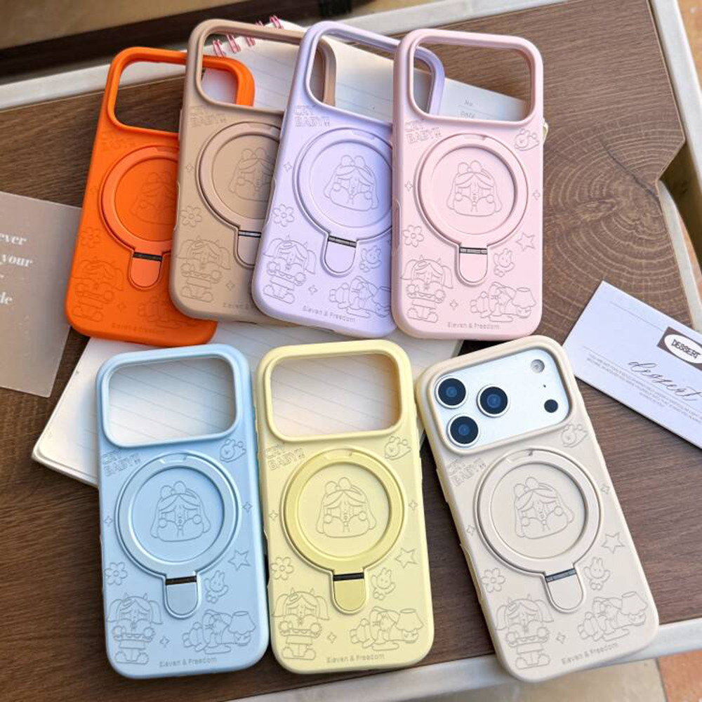 Giá đỡ từ tính Khóc cho bé gái Vỏ điện thoại silicon lỏng cho iPhone 17 Pro Max 17 Air 16 Plus 15 14 13 12 11 Vỏ bảo vệ chống sốc