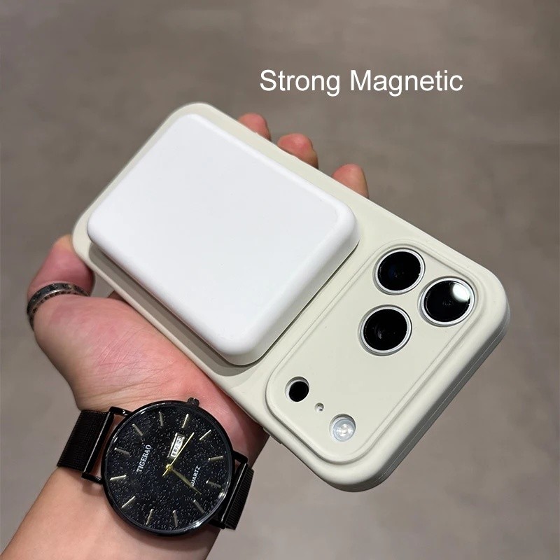Giá đỡ vòng sang trọng Vỏ silicon lỏng từ tính cho iPhone 17 16 15 14 13 Pro Max Chân đế mềm chống sốc