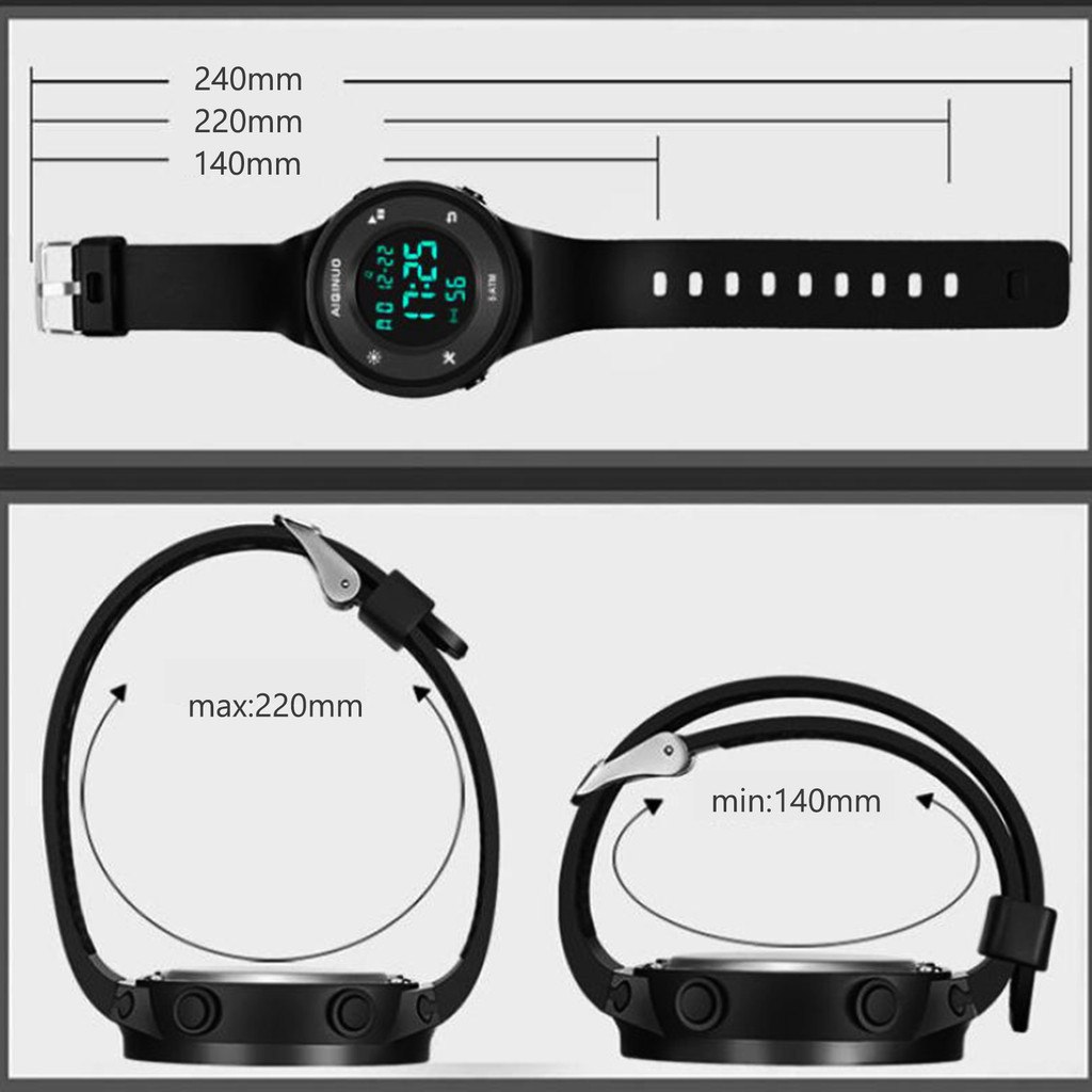 Đồng hồ thể thao kỹ thuật số nam Đồng hồ đeo tay Chronograph dạ quang có dây đeo silicon cho trẻ em Thanh thiếu niên Học sinh