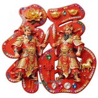 Cửa Thần Vệ Sinh Bảo Vệ Nhà Fu Nhân Vật Miếng Dán Tường Cửa Sổ Cửa Đôi Cửa Hành Lang Lối Vào Cửa Tân Gia Tự Dính