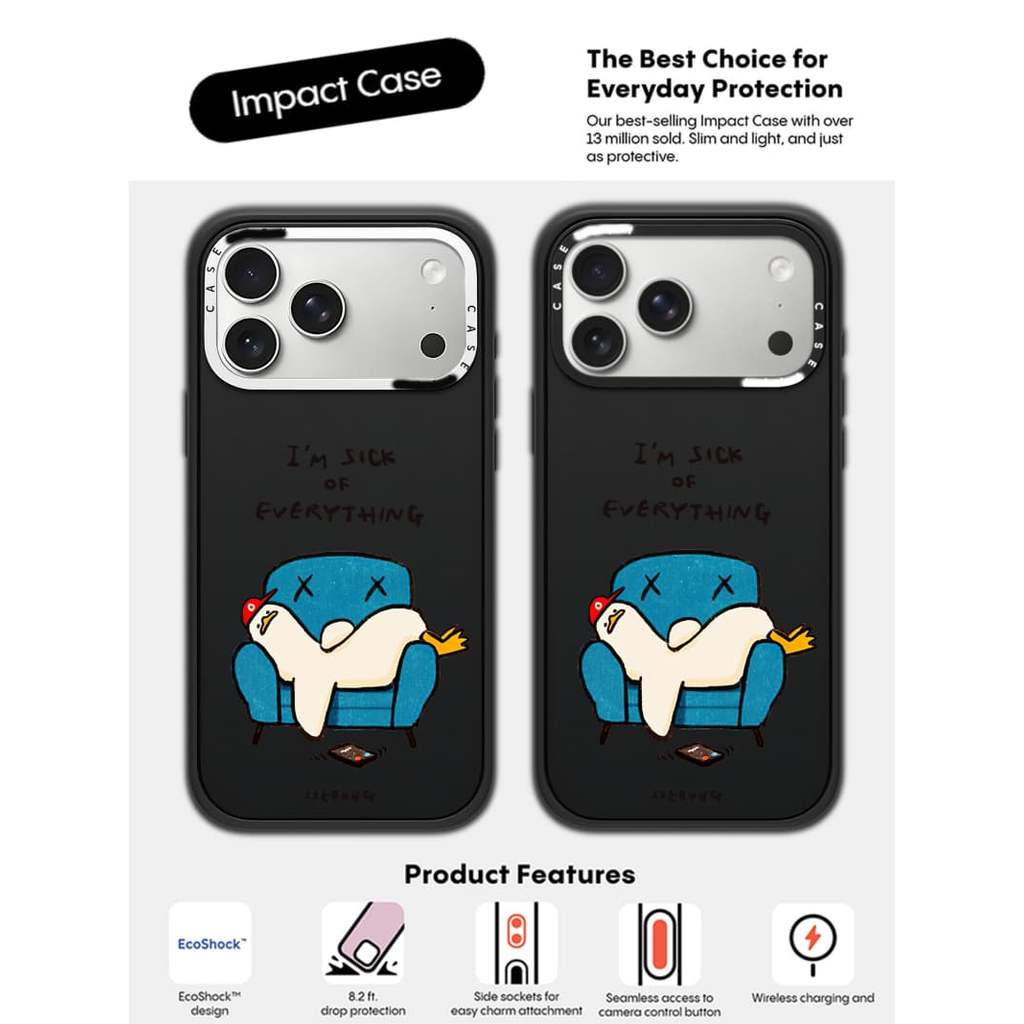 CASECASE X I 'm Sick of Everything Case White Camera Ring Edition Matte Đen Cứng Hút Từ Tính Tác Động Dành Cho Apple IPhone 13 14 15 16 17 Pro Max Air Plus Có Hộp