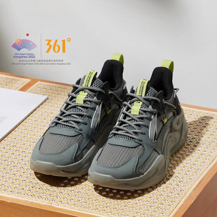 361° Giày thể thao nam Pengpai series lưới thoáng khí phối da phong cách retro đi lại hàng ngày 672346762F