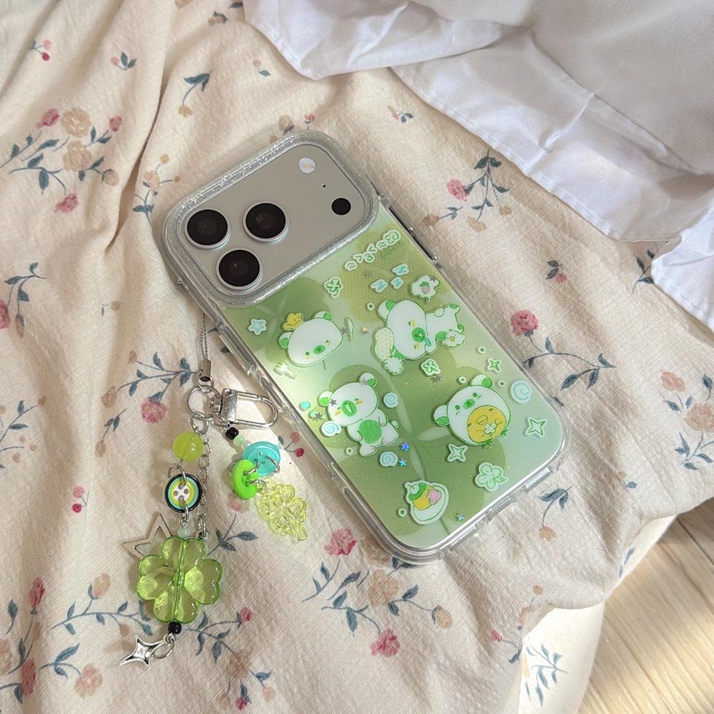 Ốp lưng cứng Tương thích với iPhone 13 14 14Pro 14ProMax 15 15Pro 15ProMax 16 16Pro 16ProMax 17 17Pro 17ProMax Graffiti Clover Pattern Case