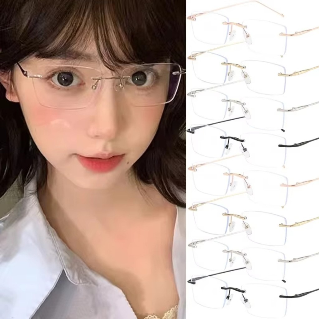 Kính mắt vuông trong suốt không vành mỏng - 4 màu sắc thời trang dành cho phụ kiện đường phố hàng ngày