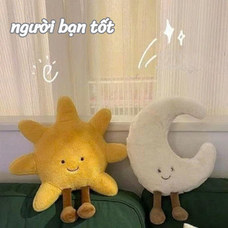 【BabyJoy】Đồ chơi nhồi bông hình mặt trăng và mặt trời,chất liệu nhồi cao cấp mềm mại,Món quà sinh nhật tuyệt vời