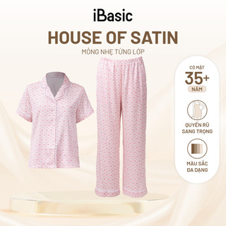 Đồ bộ mặc nhà nữ iBasic lụa satin áo tay ngắn quần dài HOMW071