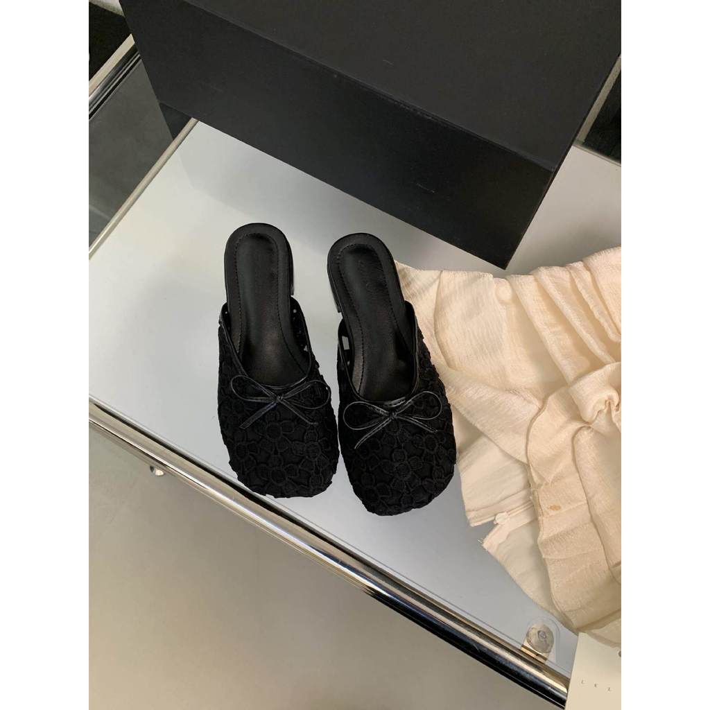 Giày Sandal TT Mùa Hè Ren Lưới Thoáng Khí Thêu Slip-On Giày Nữ