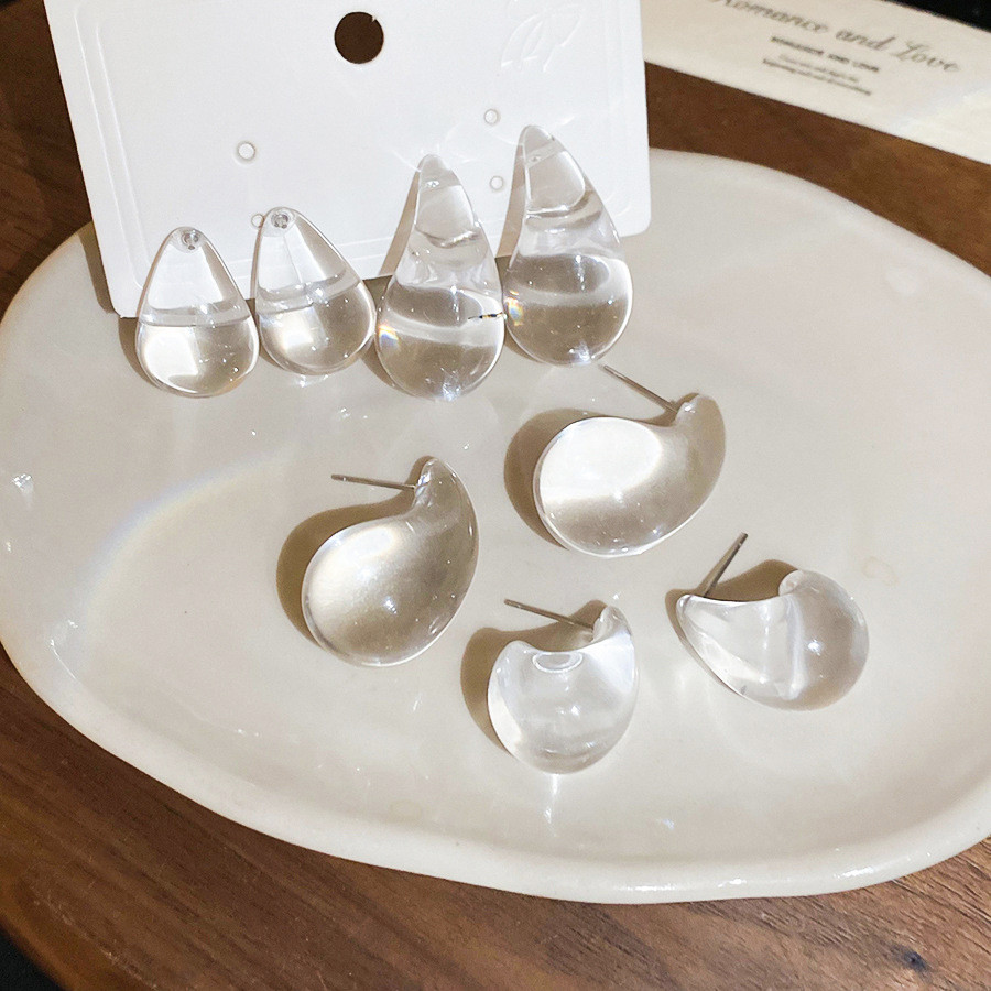 Trong Suốt Acrylic Giọt Nước Bông Tai Cho Nữ Tối Giản Ins Phong Cách Pháp Dainty Hàng Ngày Văn Phòng Đi Lại Kỳ Nghỉ Tiệc Trang Sức Thời Trang