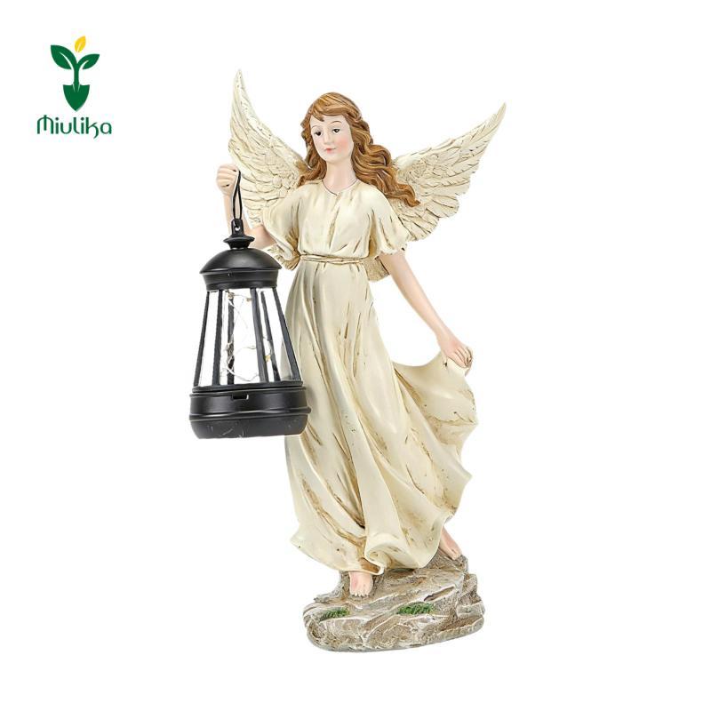 Miulika Angel Girl Nhựa Tượng Năng Lượng Mặt Trời Trang Trí Sân Vườn Ngoài Trời Hình Lớn Với Đèn Năng Lượng Mặt Trời Cho Bãi Cỏ Sân Sân Quà Tặng Nghệ Thuật