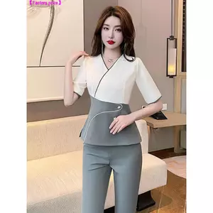 Câu lạc bộ sức khỏe Xông hơi Trị liệu chân Tắm chân Kỹ thuật viên Bộ quần áo làm việc Beautician Thẩm mỹ viện Quần áo làm việc tay giữa