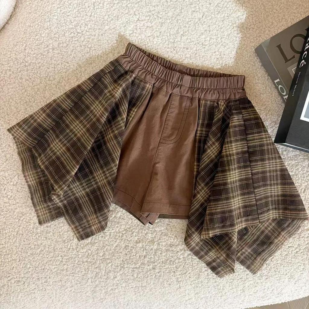 Bé Gái Thời Trang Mùa Hè Bộ Đồ Ngắn Tay Mùa Hè Phong Cách Mới Vừa Lớn Trẻ Em Hoạt Hình Top Kẻ Sọc Culottes Bộ Đồ Hai Mảnh