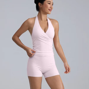 Bộ thể thao Dây chéo cổ chữ V gợi cảm Bộ sấy nhanh Yoga Gym