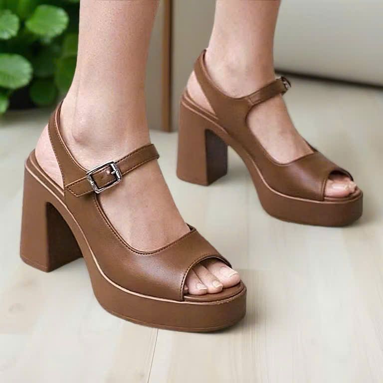 MMGG GIÀY 10P – Giày Cao Gót Hở Mũi, Gót Vuông GIÀY SANDANL QUAI DA ĐẾ ĐỘN QUAI CÀI THANH LỊCH.