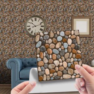 LA018 Giả Da Ngói Miếng Dán Retro Cobblestone Sàn Miếng Dán Trang Trí Nhà Cửa Tự Dính Chống Thấm Nước DIY Dán Tường
