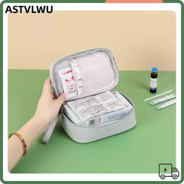 Bộ sơ cứu ASTVLWU, Túi đựng thuốc dung tích lớn gia đình, Túi đựng thuốc xếp lớp màu hồng / xanh / xám