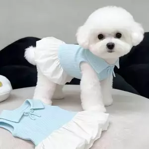 【Ready Stock】 Pet Dog Cat Polo Collar Dress Summer Thin Small Dog Bichon Maltese York Summer Clothes q5cR