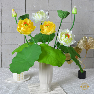 Mô phỏng Bó hoa sen Vải lụa hoa + Màng lá + Chất liệu nhựa thanh Tổng chiều cao Khoảng 43cm Đường kính hoa 10cm Đi kèm với vòi hoa sen Lá sen Cảnh quan bể cá Trang trí nhà cửa Trang trí cắm hoa Đồ trang trí nội thất Nhà Trung Quốc Nguồn nội thất