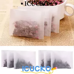 ICUCKO 100 chiếc túi lọc trà dùng một lần, túi rỗng không dệt gấp, tiện ích pha trà nhà bếp