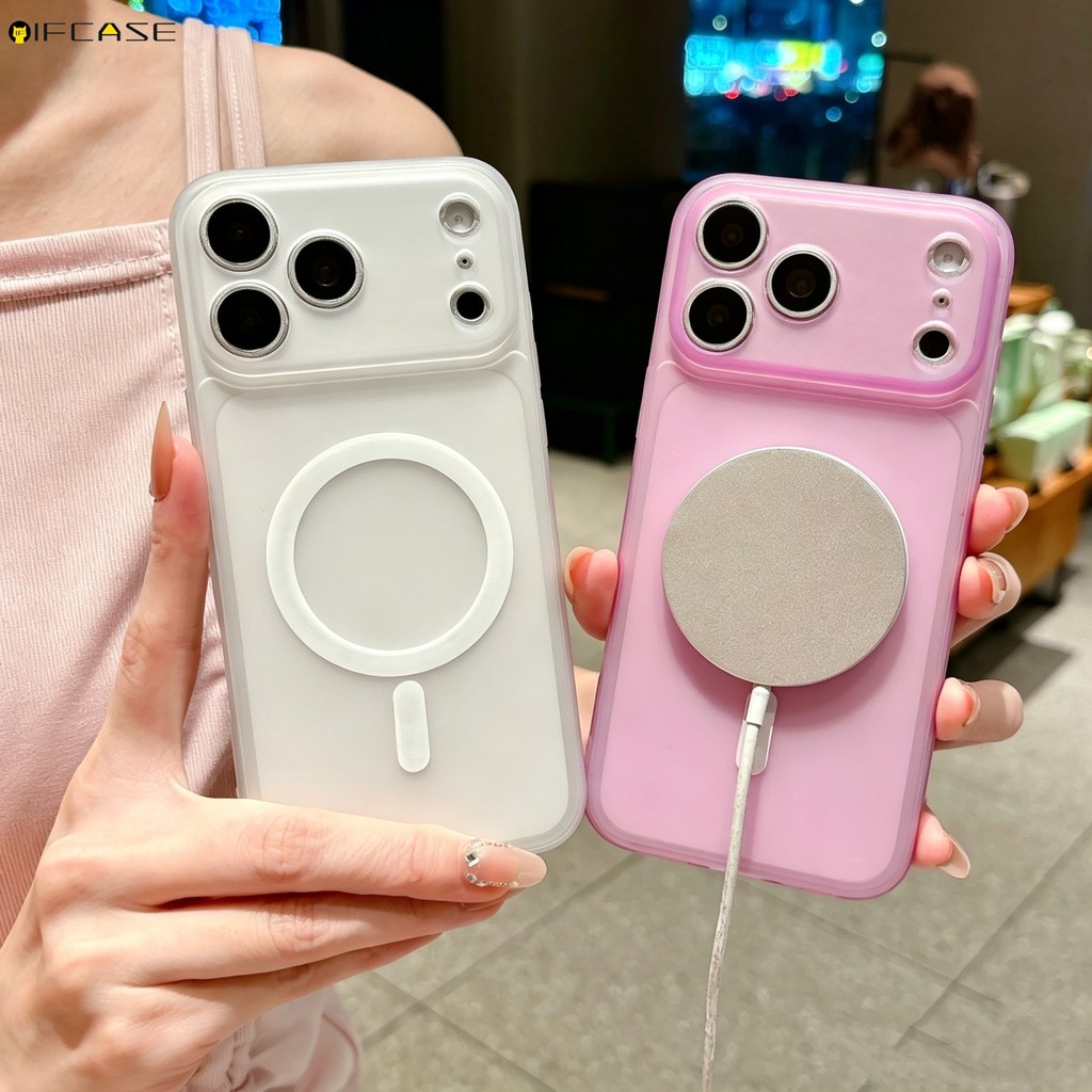 Tương Thích Cho iPhone 17 Pro Max 16 15 14 Plus Pro Max 17ProMax Ốp Điện Thoại Từ Tính Mờ Cam Xanh Hồng Nhiều Màu Sắc Dễ Thương Đơn Giản Đen Mỏng Trong Suốt Vỏ Mềm